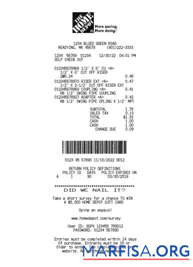 Realistic The home depot company payment slip template